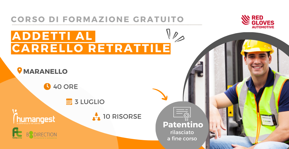 RED GLOVES | CORSO GRATUITO | ADDETTI AL CARRELLO RETRATTILE